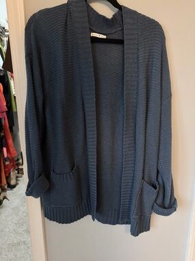 American Eagle Outfitters Blue Open-Front Knit Cardigan